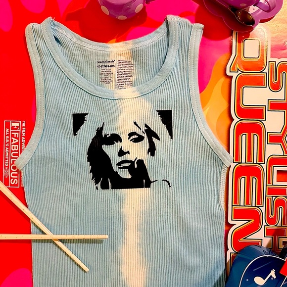 BLONDIE inspired 80s tie-dye distressed ribbed graffiti tank top Toddler 4T-5T - Picture 1 of 17